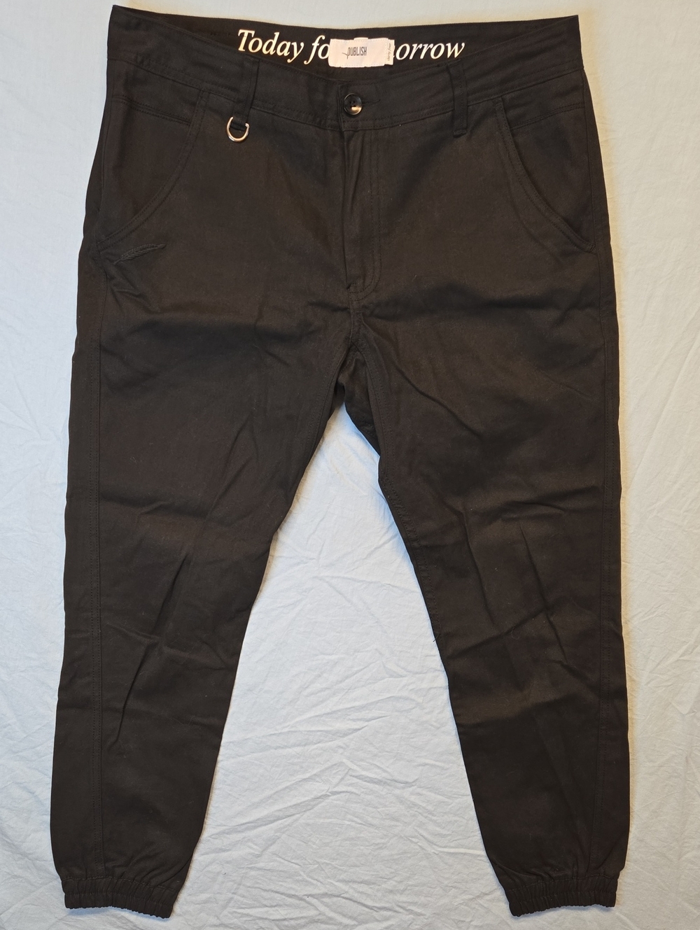 Publish Black Cotton Tapered Fit Joggers with D-Ring Detail